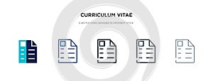 Curriculum vitae icon in different style vector illustration. two colored and black curriculum vitae vector icons designed in