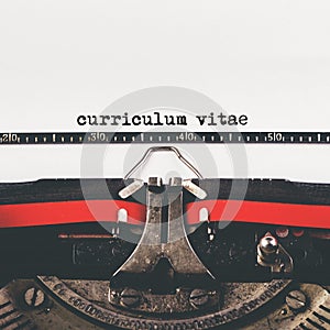 Curriculum Vitae type on old typewriter machine