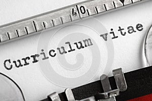 Curriculum vitae written on typewriter photo