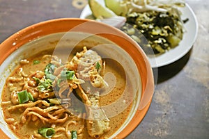 Curried Noodle Soup with Chicken.