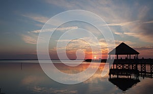 Currituck Sound and Gazebo at Sunset