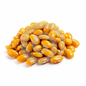 Curry Beans: Vibrant Yellow Beans With Neogeo Style On White Background