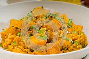 Curry beef rice and potatoes