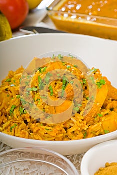 Curry beef rice and potatoes