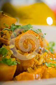 Curry beef rice and potatoes