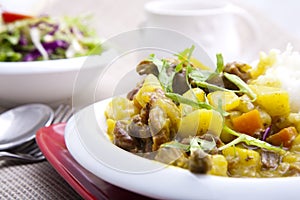 Curry beef and vegetable