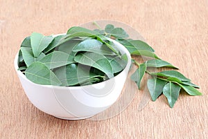 Curry Leaves in a Bowl