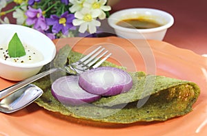 Curry leaves green dosa