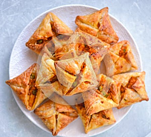 Curry puffs-Vegetarian puff pastry photo