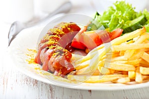 Currywurst with french fries