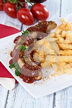 Currywurst with French Fries