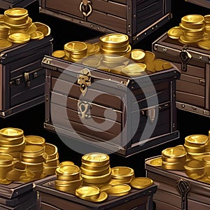 Cursed treasure, Treasure chest filled with cursed gold coins guarded by malevolent spirits and deadly traps1