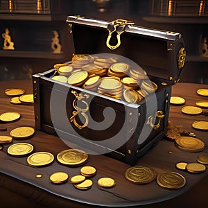 Cursed treasure, Treasure chest filled with cursed gold coins guarded by malevolent spirits and deadly traps1