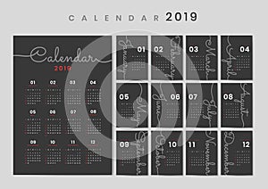 Cursive design calendar mockup