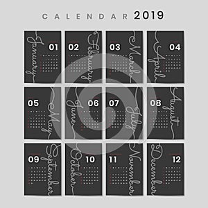 Cursive design calendar mockup