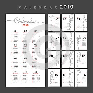 Cursive design calendar mockup