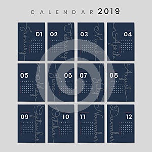 Cursive design calendar mockup