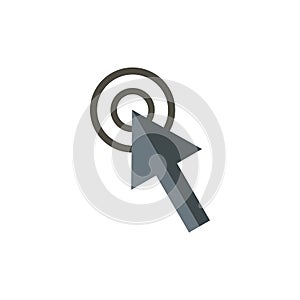 Cursor arrow clicks icon, flat style