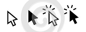 Cursor arrow icon. Arrow pointer symbol. Computer mouse interface cursor vector illustration. Web interface pointer pictogram