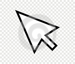 Cursor arrow icon click pointer. Vector internet cursor symbol point arrow outline isolated