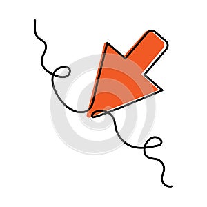Cursor arrow one line art,hand drawn pointer,idea directions using an input device, internet work continuous drawing contour.