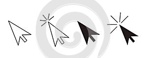 Cursor arrow pointer, click here mouse load symbol. Pointer cursor and loading icon. Cursors icons click set. Touch