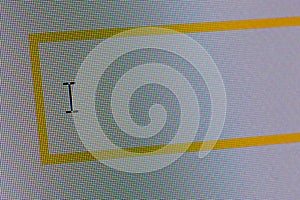 Cursor in blank search bar on computer monitor