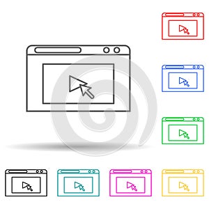 cursor on browser multi color style icon. Simple thin line, outline vector of web icons for ui and ux, website or mobile