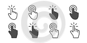 Cursor click collection. Concept cursor computer mouses, isolated. Clicking cursor vector icons linear and flat style. Pointing