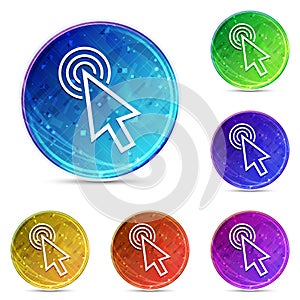 Cursor click icon digital abstract round buttons set illustration