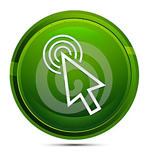 Cursor click icon glassy green round button illustration