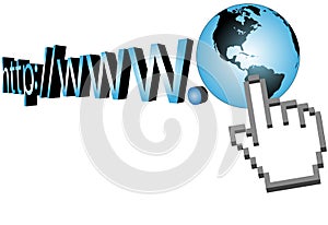 Cursor click on world wide web 3D URL