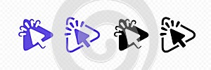 Cursor clicks on play button vector design