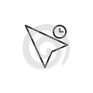 Cursor and clock outline icon