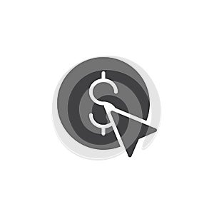 Cursor and dollar rate vector icon