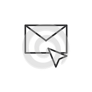 Cursor and envelope mail outline icon