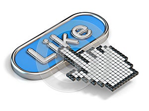 Cursor hand on like button 3D