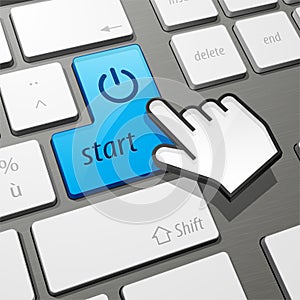 Cursor hand over start button