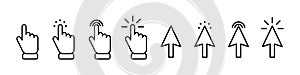 Cursor icon set. Computer mouse click cursor st. Button with cursor icon. Pointer icon symbol. Click arrow. Click button. Arrow