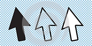 Cursor icon set, vector cursor arrow, black and line icons