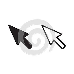 Cursor icon set, vector cursor arrow, black and line icons