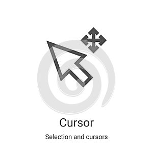 cursor icon vector from selection and cursors collection. Thin line cursor outline icon vector illustration. Linear symbol for use