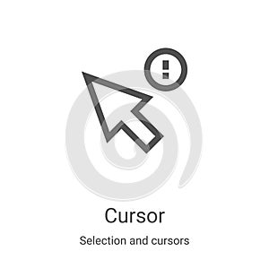 cursor icon vector from selection and cursors collection. Thin line cursor outline icon vector illustration. Linear symbol for use