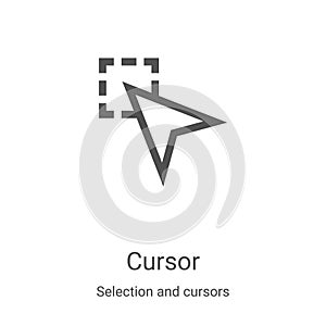 cursor icon vector from selection and cursors collection. Thin line cursor outline icon vector illustration. Linear symbol for use