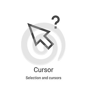 cursor icon vector from selection and cursors collection. Thin line cursor outline icon vector illustration. Linear symbol for use