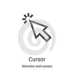 cursor icon vector from selection and cursors collection. Thin line cursor outline icon vector illustration. Linear symbol for use