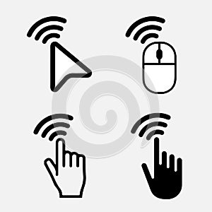 Cursor icons set. Cursor set in hand, arrow and mouse forms, mouse click cursor set,