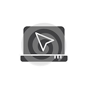 Cursor on laptop screen vector icon