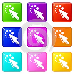 Cursor loading icons set 9 color collection