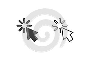 Cursor mouse icon vector illustration glyph style design with 2 style icons black and white.